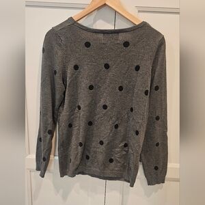 Gray Sweater with Black Polka Dots
